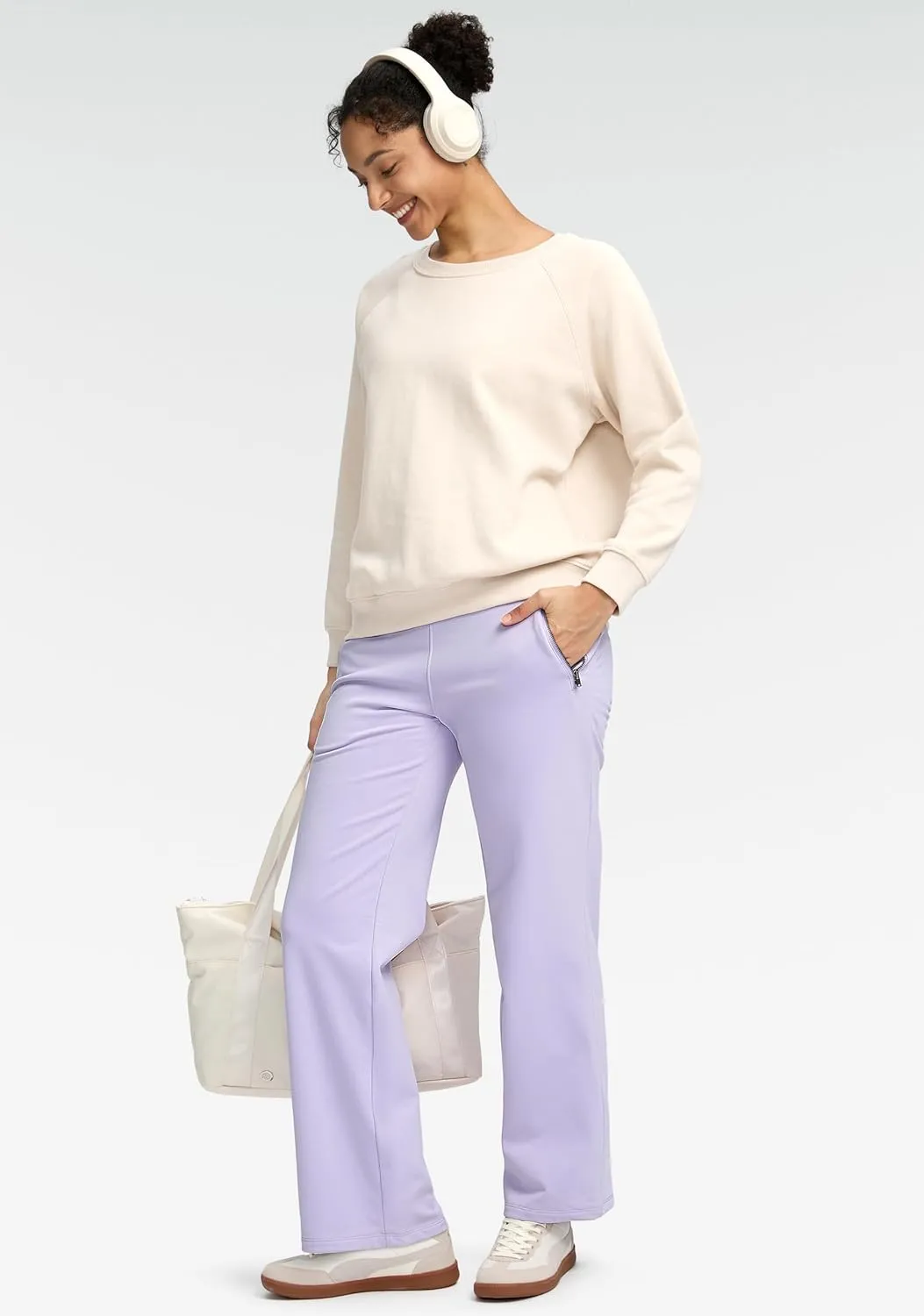 Soothfeel Women's Fleece Lined Pants High Waisted Zipper Pockets Winter Warm Thermal Sweatpants Snow Ski Hiking Lounge Pants