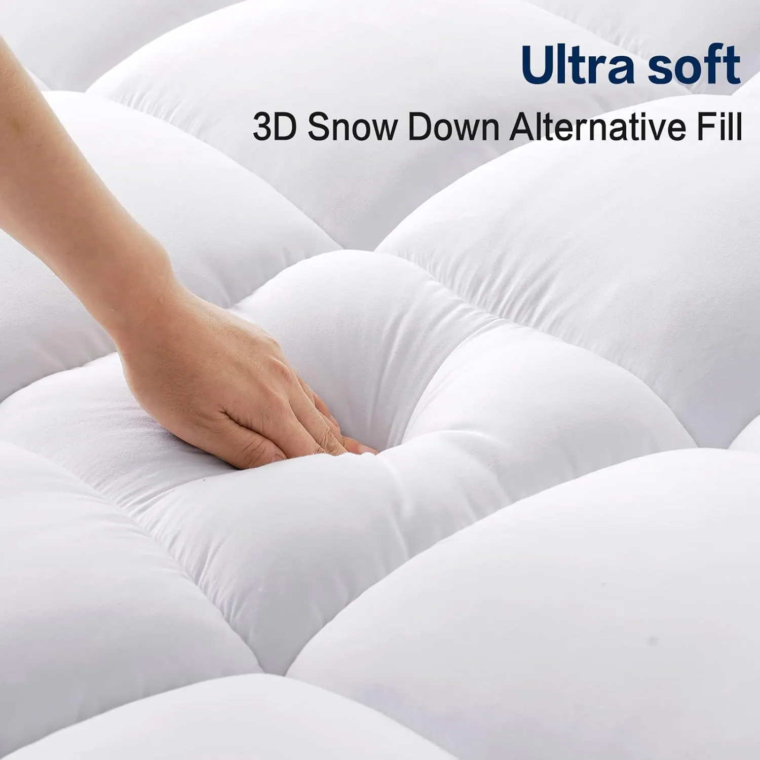 SOPAT Mattress Topper Queen Size Extra Thick Mattress Pad 8-21" Deep Pocket Soft Down Alternative Fill Mattress Protector Pillow Top Mattress Cover (60x80 Inches, White)