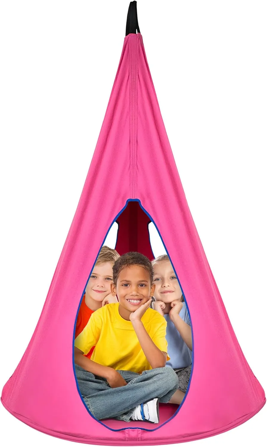 Sorbus Pod Swing for Kids - Durable Hanging Hammock Chair w/Adjustable Rope - 2 Windows & 1 Entrance - Tree Tent Sensory Swing for Kids Indoor Outdoor Use - 250lbs Sturdy Nest Swing - (Pink)
