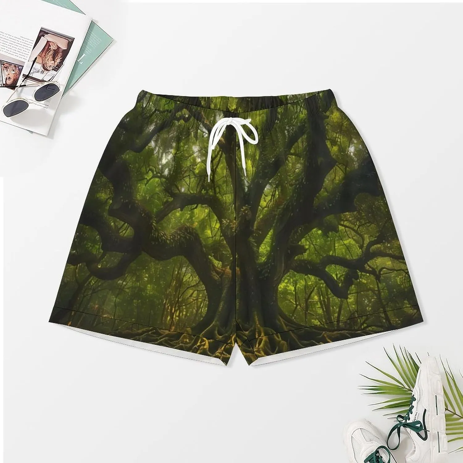 South Carolina Angel Oak Tree Women's Satin Pajama Set Short Sleeve Button Down Sleepwear Loungewear Pj Set