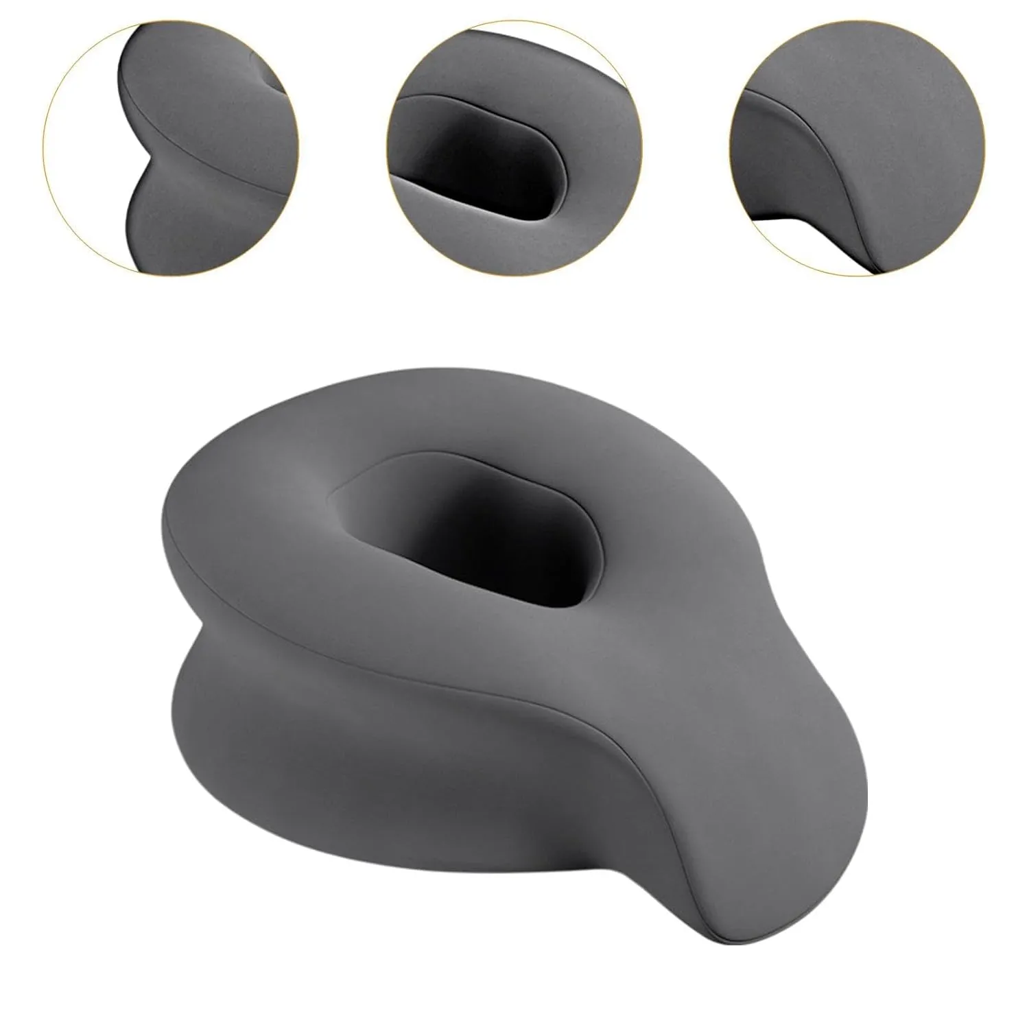 SPA Pillow for Face Face Down Pillow Neck Support Pillow Memory Foam Washable Cover Face Massage Pillow Trip Salon Airplane, Dark Grey