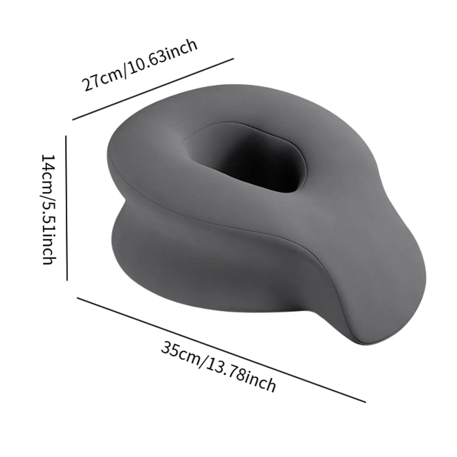 SPA Pillow for Face Face Down Pillow Neck Support Pillow Memory Foam Washable Cover Face Massage Pillow Trip Salon Airplane, Dark Grey