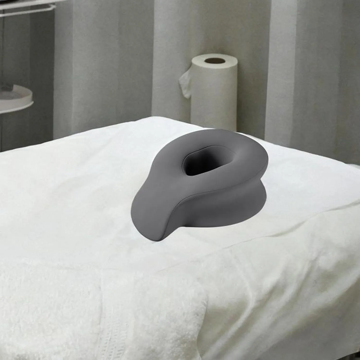SPA Pillow for Face Face Down Pillow Neck Support Pillow Memory Foam Washable Cover Face Massage Pillow Trip Salon Airplane, Dark Grey