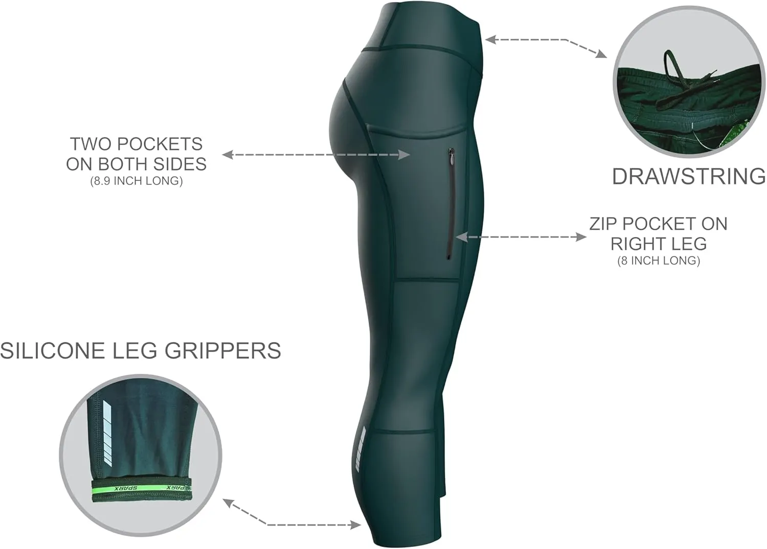 Sparx Women Padded Bike Pants Cycling Shorts Bicycle Thermal Capris 3/4 Winter Biking Tights