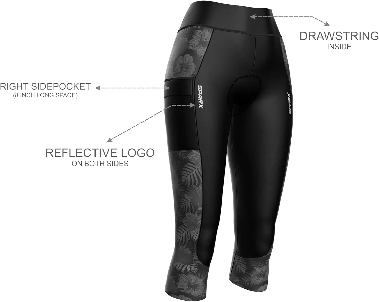 Sparx Women Padded Bike Pants Cycling Shorts Bicycle Thermal Capris 3/4 Winter Biking Tights