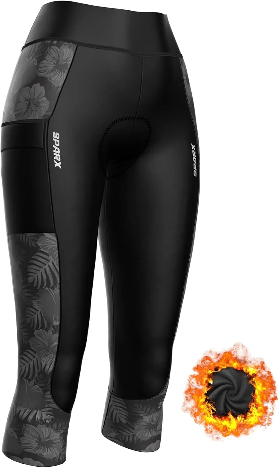 Sparx Women Padded Bike Pants Cycling Shorts Bicycle Thermal Capris 3/4 Winter Biking Tights
