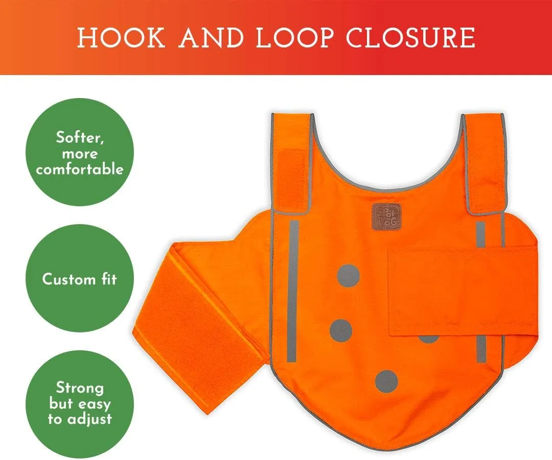 SPOT THE DOG! Easy Fastening Dog Vest, High Visibility Orange, Reflective, Sizes XS-XXL