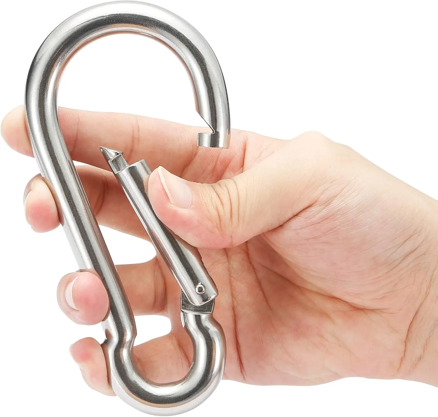 sprookber Stainless Steel Spring Snap Hook Carabiner - 304 Stainless Steel Clips, Set of 6