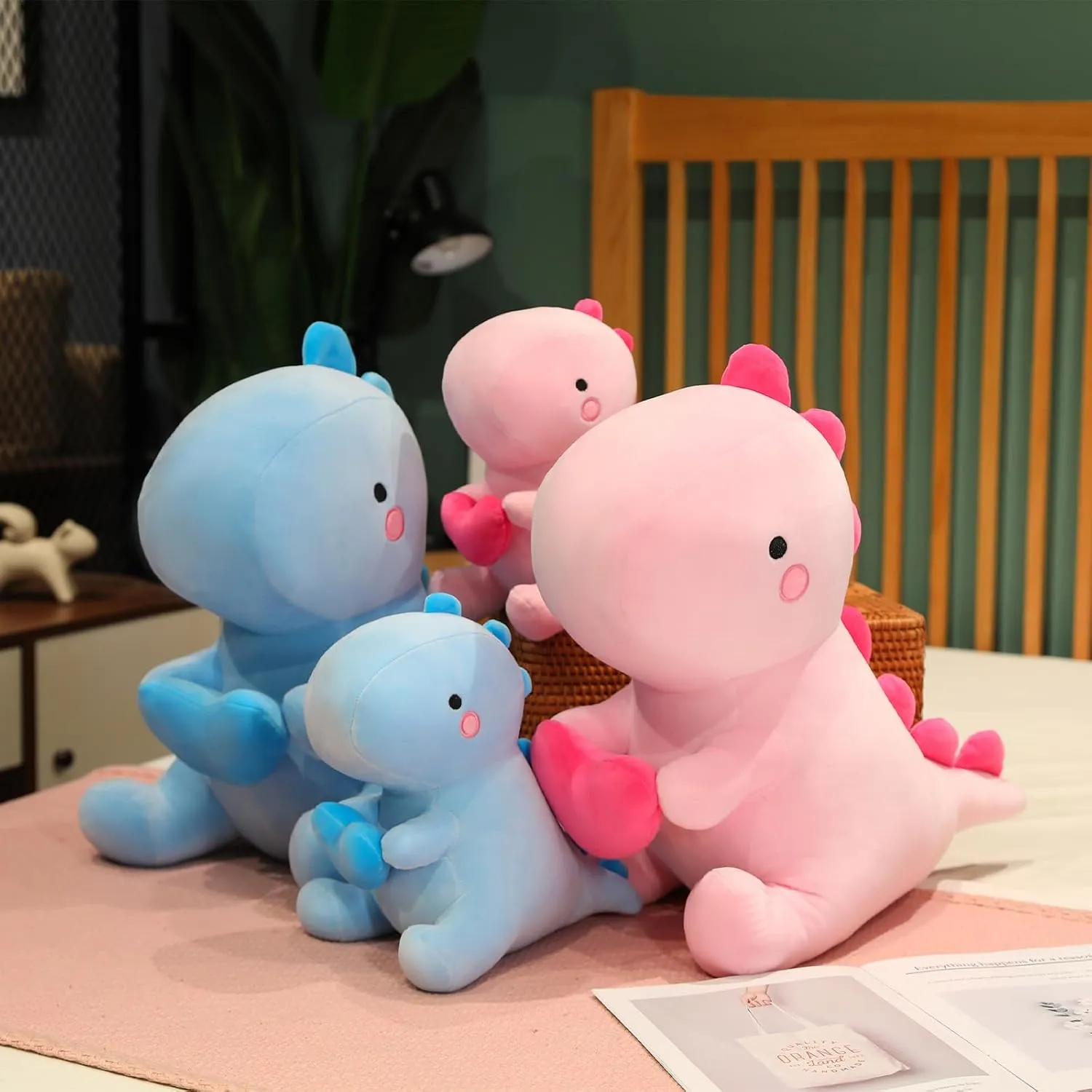 SQEQE Dinosaur Stuffed Animal, Loving Soft Dino Plush Toys with Holding Heart for Valentine Day, Sweet Romantic Anniversary Birthday Gift for Her Girls Boys Girlfriend(Pink,12 inch)