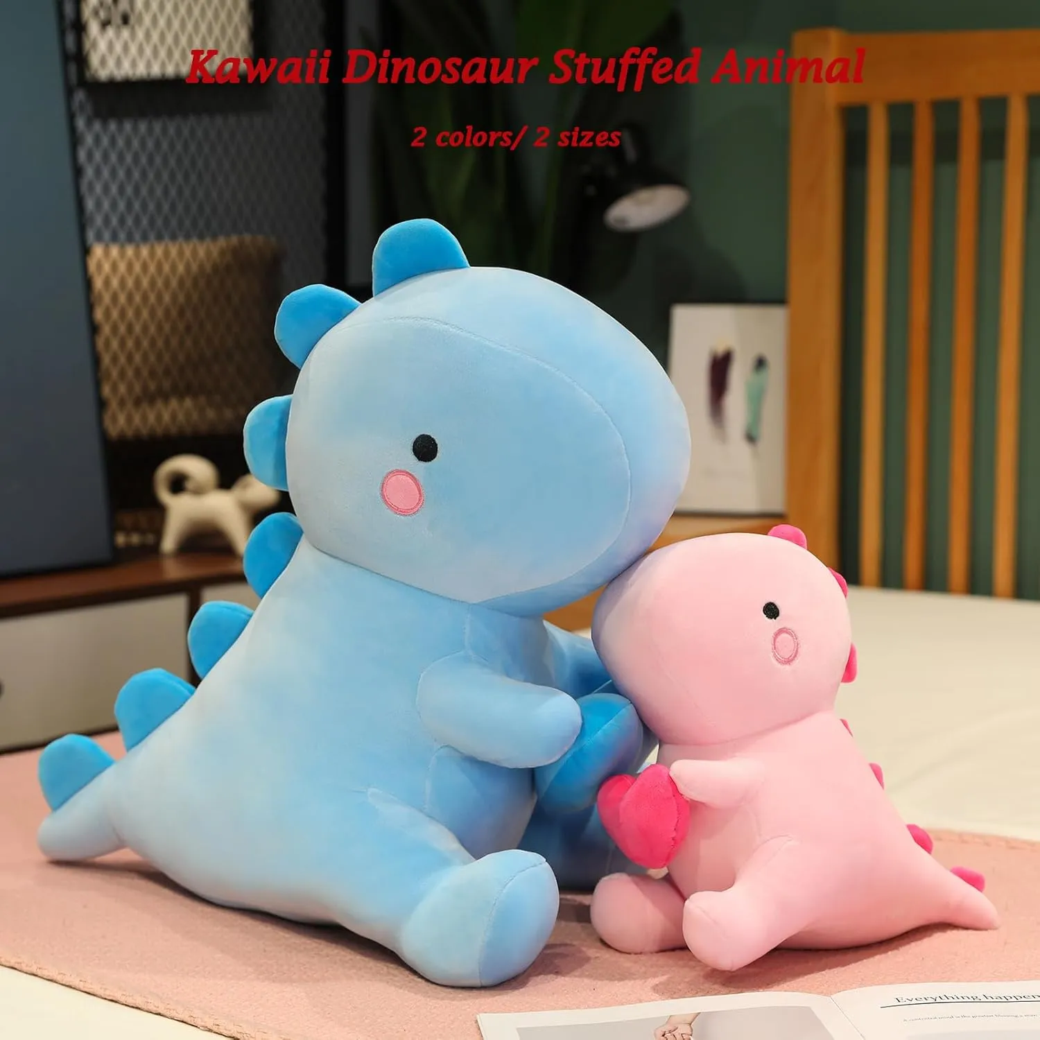 SQEQE Dinosaur Stuffed Animal, Loving Soft Dino Plush Toys with Holding Heart for Valentine Day, Sweet Romantic Anniversary Birthday Gift for Her Girls Boys Girlfriend(Pink,12 inch)
