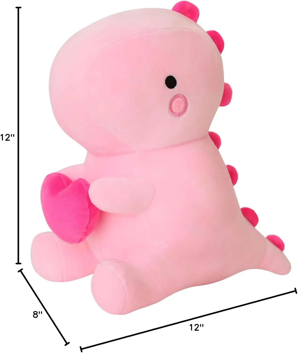 SQEQE Dinosaur Stuffed Animal, Loving Soft Dino Plush Toys with Holding Heart for Valentine Day, Sweet Romantic Anniversary Birthday Gift for Her Girls Boys Girlfriend(Pink,12 inch)