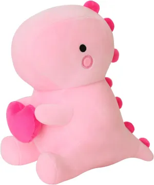 SQEQE Dinosaur Stuffed Animal, Loving Soft Dino Plush Toys with Holding Heart for Valentine Day, Sweet Romantic Anniversary Birthday Gift for Her Girls Boys Girlfriend(Pink,12 inch)