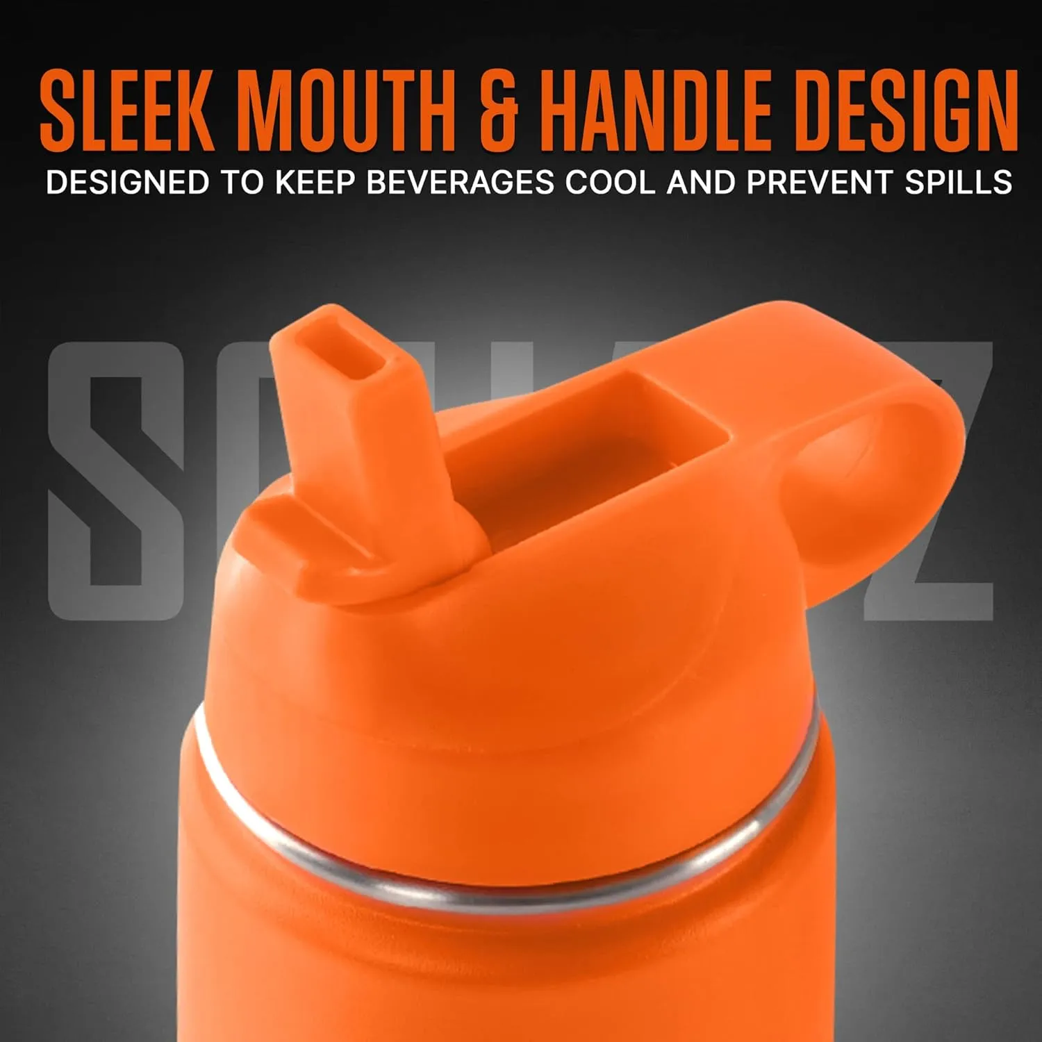 SQUATZ 24 Oz Neptune Series Steel Water Bottle, Stainless Double Wall Vacuum Insulated Flask with Handle Strap, Durable and Elegant Leak Proof Wide Mouth Thermos for Gym, Travel, Hiking, and Camping