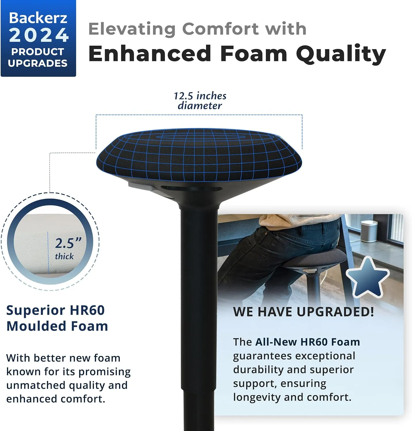 Standing Desk Stool Chair, Height Adjustable Stool 21-31 inch for Office and Classroom, Swivel Stool, Anti-Slip Bottom Ergonomic Wobble Stool with Rocking Motion, Black