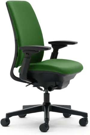 Steelcase Amia Ergonomic Office Chair with Adjustable Back Tension and Arms | Flexible Lumbar with Sliding Seat | Black Frame and Buzz2 Ivy Fabric