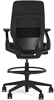 Steelcase Gesture 442 Stool Chair - Cogent: Connect Blue Jay Fabric, Shell Back, Light on Dark Frame, Wheels for Hard Flooring