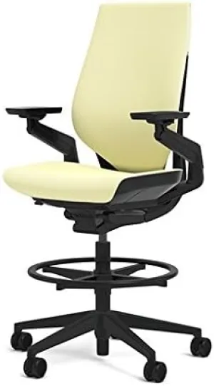 Steelcase Gesture 442 Stool Chair - Cogent: Connect Coconut Fabric, Wrapped Back, Light on Dark Frame, Wheels for Hard Flooring