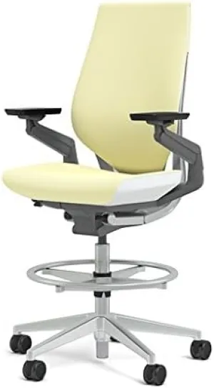 Steelcase Gesture 442 Stool Chair - Cogent: Connect Coconut Fabric, Wrapped Back, Light on Light Frame