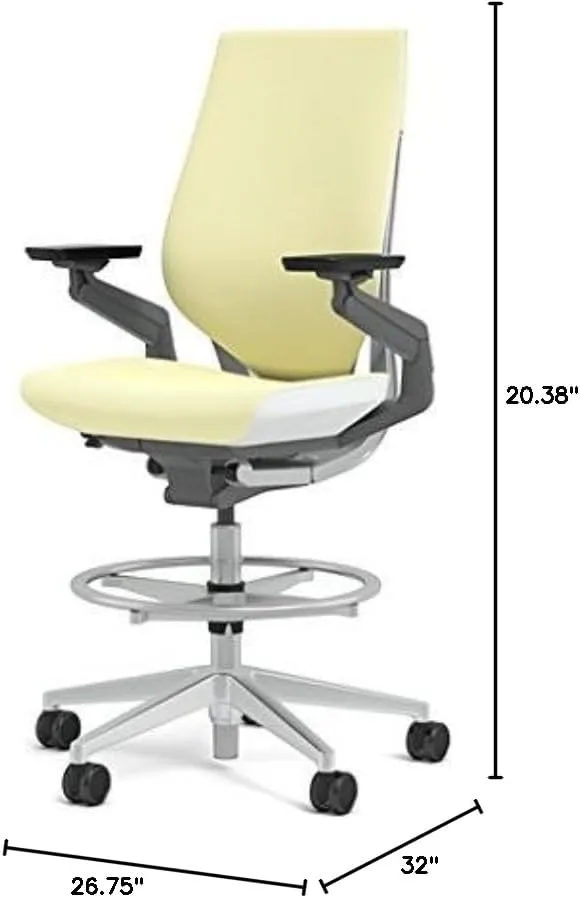Steelcase Gesture 442 Stool Chair - Cogent: Connect Coconut Fabric, Wrapped Back, Light on Light Frame