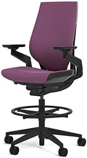 Steelcase Gesture 442 Stool Chair - Cogent: Connect Concord Fabric, Shell Back, Light on Dark Frame, Wheels for Hard Flooring