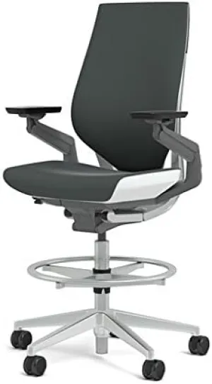 Steelcase Gesture 442 Stool Chair - Cogent: Connect Graphite Fabric, Shell Back, Light on Light Frame, Wheels for Hard Flooring