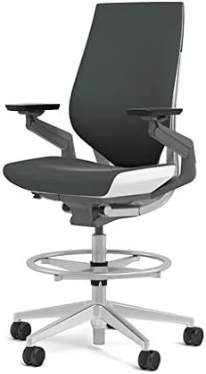 Steelcase Gesture 442 Stool Chair - Cogent: Connect Graphite Fabric, Shell Back, Light on Light Frame, Wheels for Hard Flooring