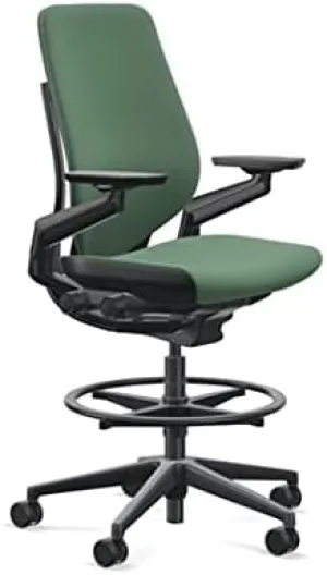 Steelcase Gesture 442 Stool Chair - Cogent: Connect Lizard Fabric, Shell Back, Light on Light Frame, Wheels for Hard Flooring