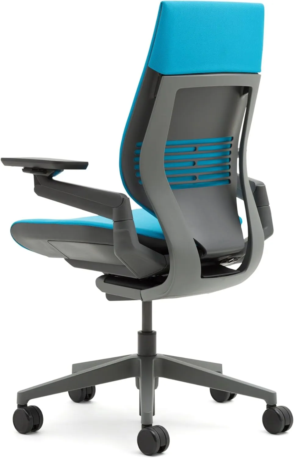 Steelcase Gesture 442 Stool Chair - Cogent: Connect Nickel Fabric, Medium Seat Height, Shell Back, Dark on Dark Frame, Lumbar Support