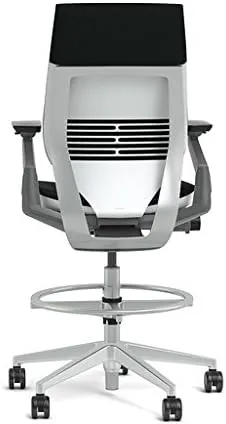 Steelcase Gesture 442 Stool Chair - Saddle Elmosoft Leather, Wrapped Back, Light on Light Frame, Wheels for Hard Flooring