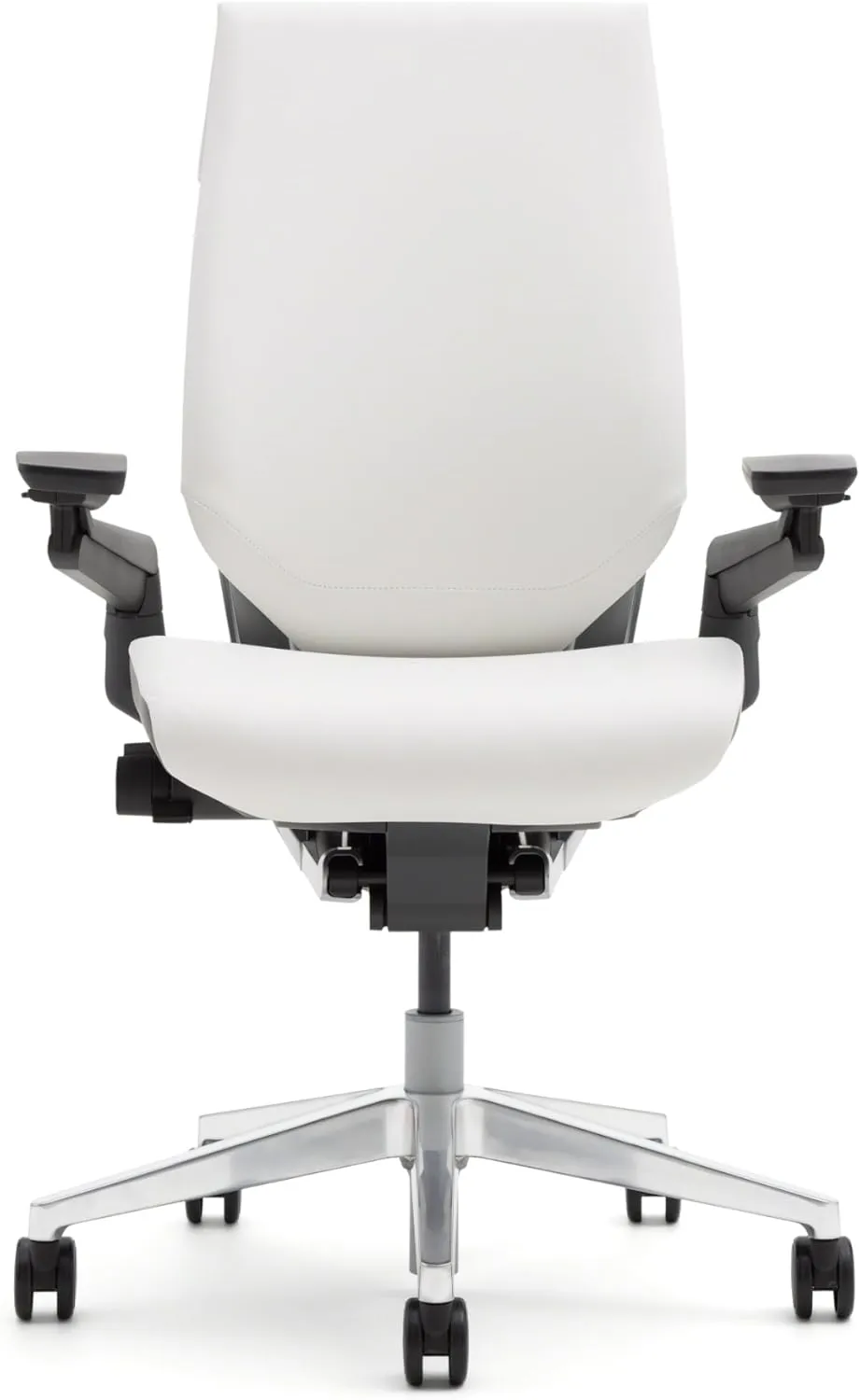 Steelcase Gesture Office Chair - Cogent Connect Blue Jay Upholstered Wrapped Back Platinum Metallic Frame Medium Seat Merle Seat/Back/Arms (Dark/Light) Hard Floor Caster Wheels