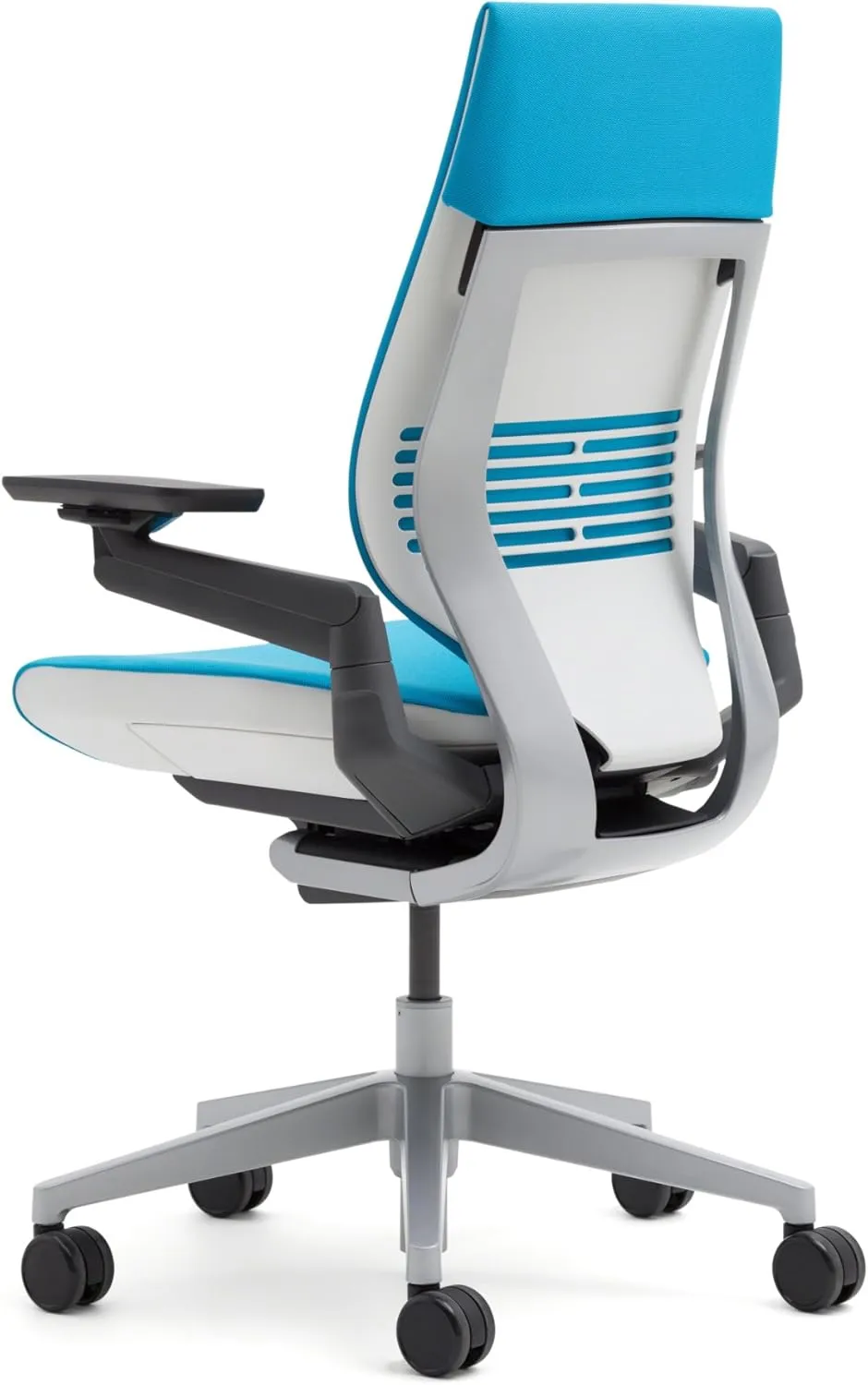 Steelcase Gesture Office Chair - Cogent Connect Canary Yellow Upholstered Wrapped Back Black Frame High Seat Black Seat/Back/Arms Hard Floor Caster Wheels