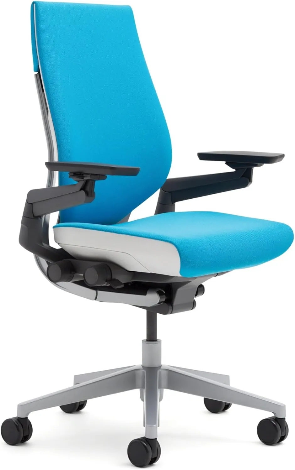 Steelcase Gesture Office Chair - Cogent Connect Canary Yellow Upholstered Wrapped Back Black Frame High Seat Black Seat/Back/Arms Hard Floor Caster Wheels