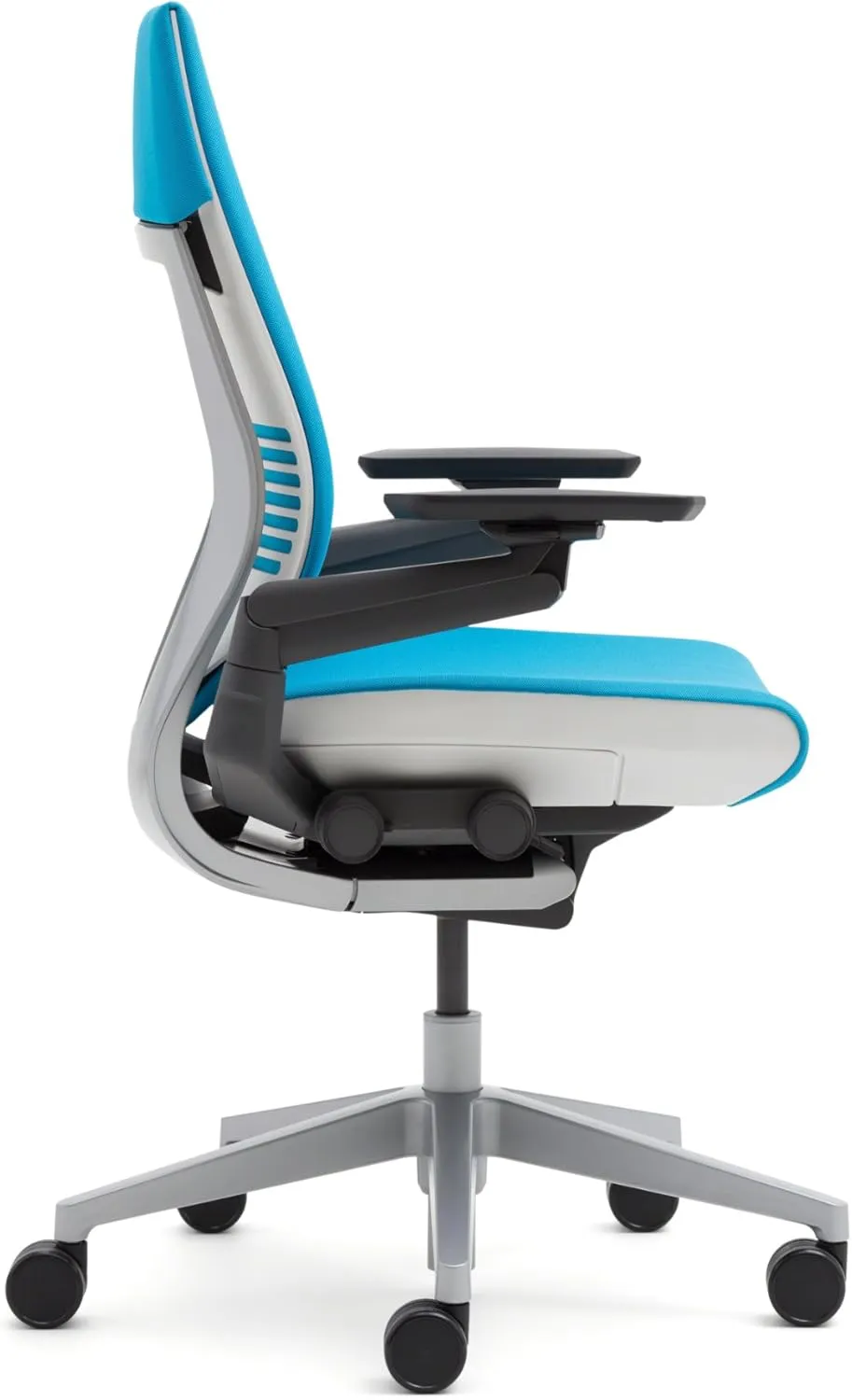 Steelcase Gesture Office Chair - Cogent Connect Canary Yellow Upholstered Wrapped Back Black Frame High Seat Black Seat/Back/Arms Hard Floor Caster Wheels