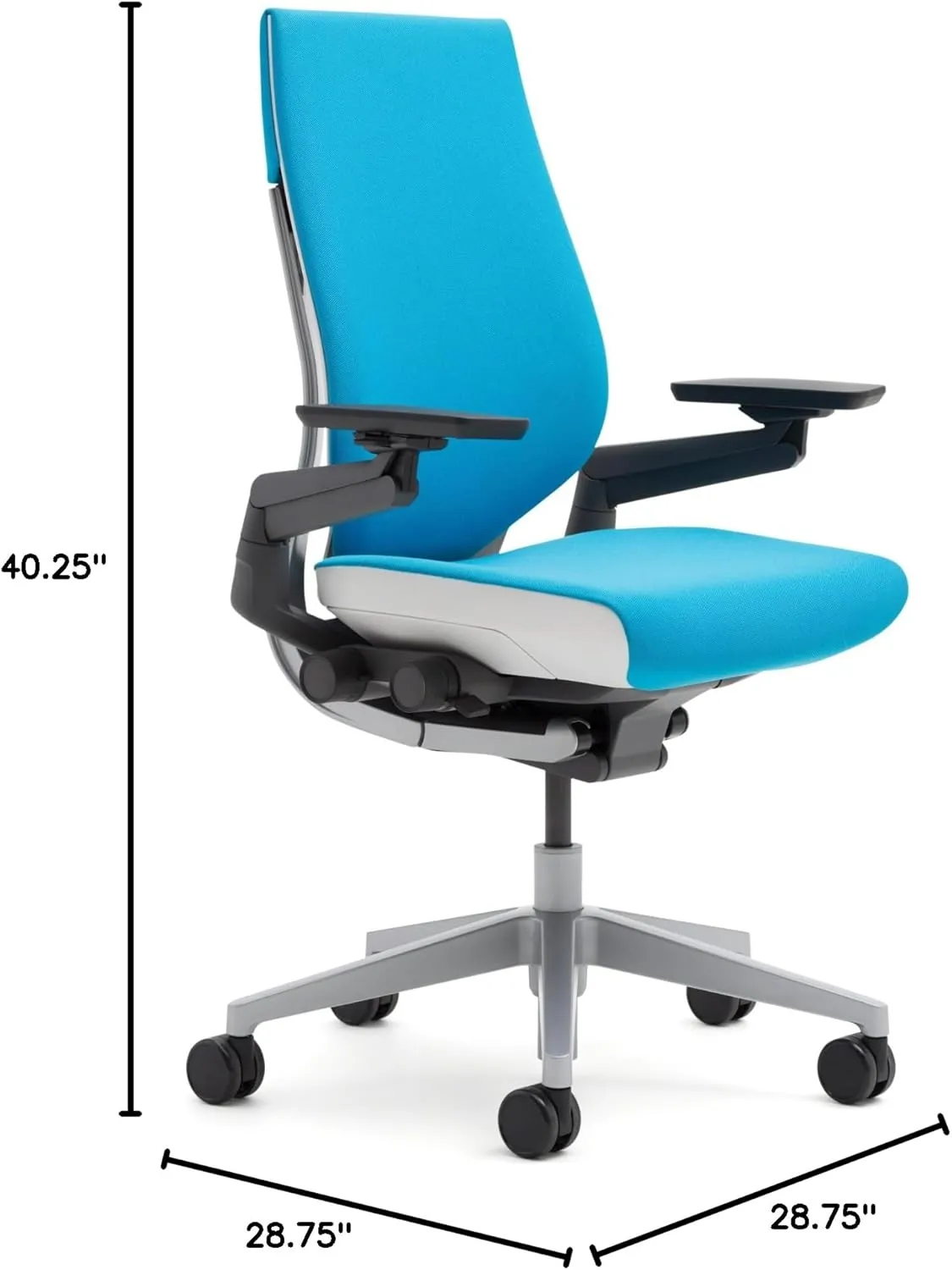 Steelcase Gesture Office Chair - Cogent Connect Canary Yellow Upholstered Wrapped Back Black Frame High Seat Black Seat/Back/Arms Hard Floor Caster Wheels