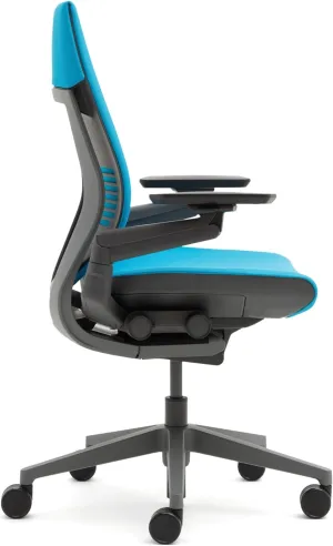 Steelcase Gesture Office Chair - Cogent: Connect Graphite Fabric, Low Seat Height, Wrapped Back, Dark on Dark Frame, Lumbar Support