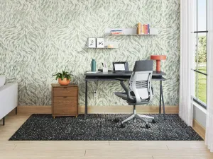 Steelcase Gesture Office Chair - Cogent: Connect Lagoon Fabric, High Seat Height, Shell Back, Light on Light Frame with Polished Aluminum Base, Lumbar Support, and Hard Floor Casters