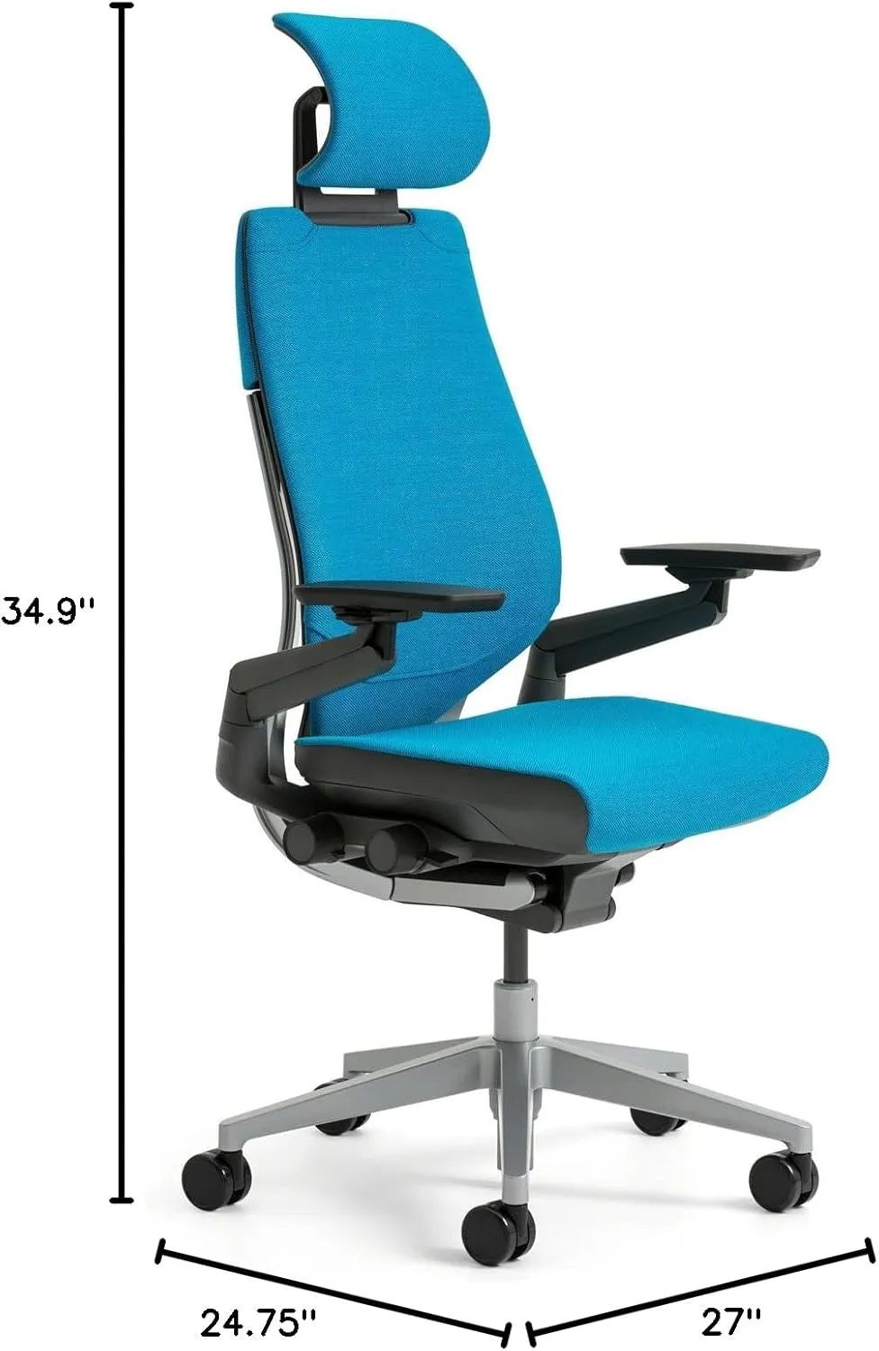 Steelcase Gesture Office Desk Chair with Headrest, Cogent Connect Aubergine 5SD1 Fabric, Medium Seat Height, Light on Dark Frame, Lumbar Support, and Standard Carpet Casters