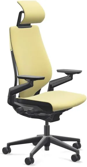Steelcase Gesture Office Desk Chair with Headrest Cogent Connect Canary 5S98 Fabric Standard Black Frame