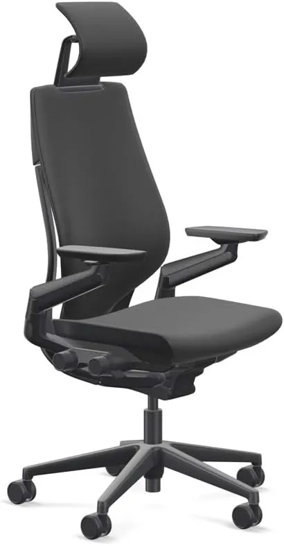 Steelcase Gesture Office Desk Chair with Headrest Cogent Connect Licorice 5S26 Fabric Standard Black Frame