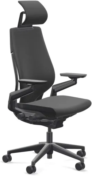 Steelcase Gesture Office Desk Chair with Headrest Cogent Connect Licorice 5S26 Fabric Standard Black Frame