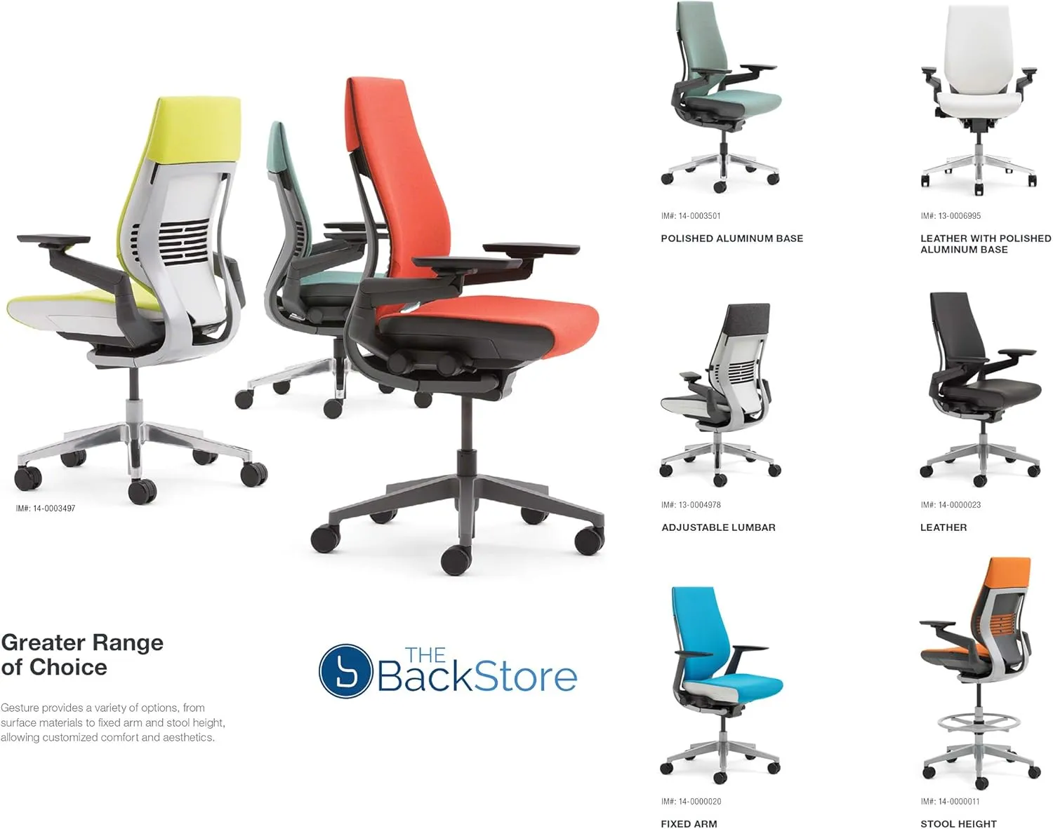 Steelcase Gesture Office Desk Chair with Headrest in Elmosoft Genuine Dove Grey L115 Leather Plus Lumbar Support High Black Frame wth Soft Hard Floor Casters