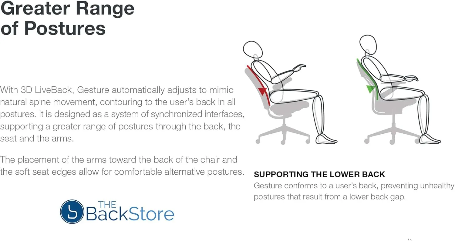 Steelcase Gesture Office Desk Chair with Headrest in Elmosoft Genuine Dove Grey L115 Leather Plus Lumbar Support High Black Frame wth Soft Hard Floor Casters