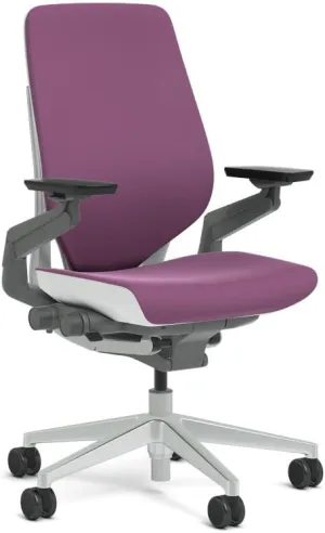 Steelcase Gesture Task Chair: Shell Back - Platinum Metallic Frame/Base/Seagull Accent - Standard Carpet Casters