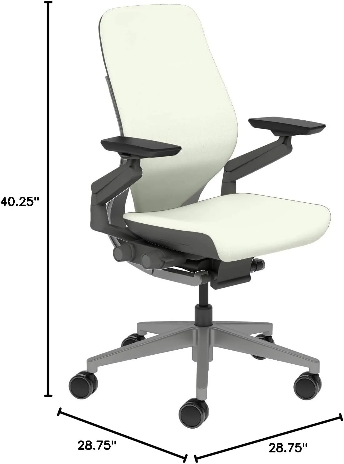 Steelcase Gesture Task Chair: Shell Back - Sterling Dark Solid Frame/Base/Merle Accent - Adjustable Lumbar Support - Roll Control Hard Floor Casters
