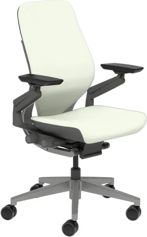 Steelcase Gesture Task Chair: Shell Back - Sterling Dark Solid Frame/Base/Merle Accent - Adjustable Lumbar Support - Roll Control Hard Floor Casters