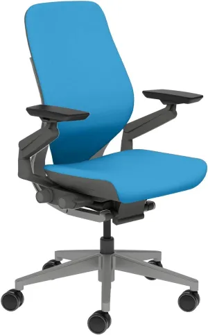 Steelcase Gesture Task Chair: Shell Back - Sterling Dark Solid Frame/Base/Merle Accent - Adjustable Lumbar Support - Roll Control Hard Floor Casters
