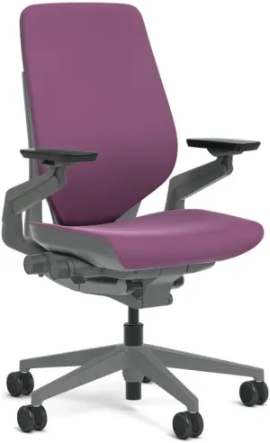 Steelcase Gesture Task Chair: Shell Back - Sterling Dark Solid Frame/Base/Merle Accent - Standard Carpet Casters