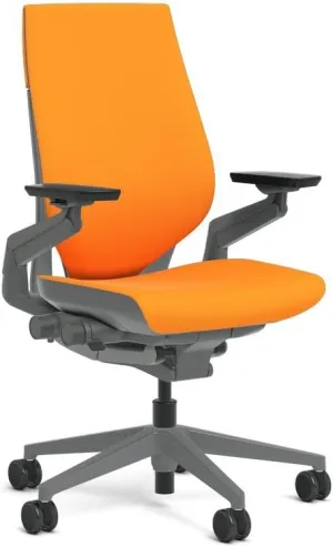 Steelcase Gesture Task Chair: Wrapped Back - Sterling Dark Solid Frame/Base/Merle Accent - Roll Control Hard Floor Casters