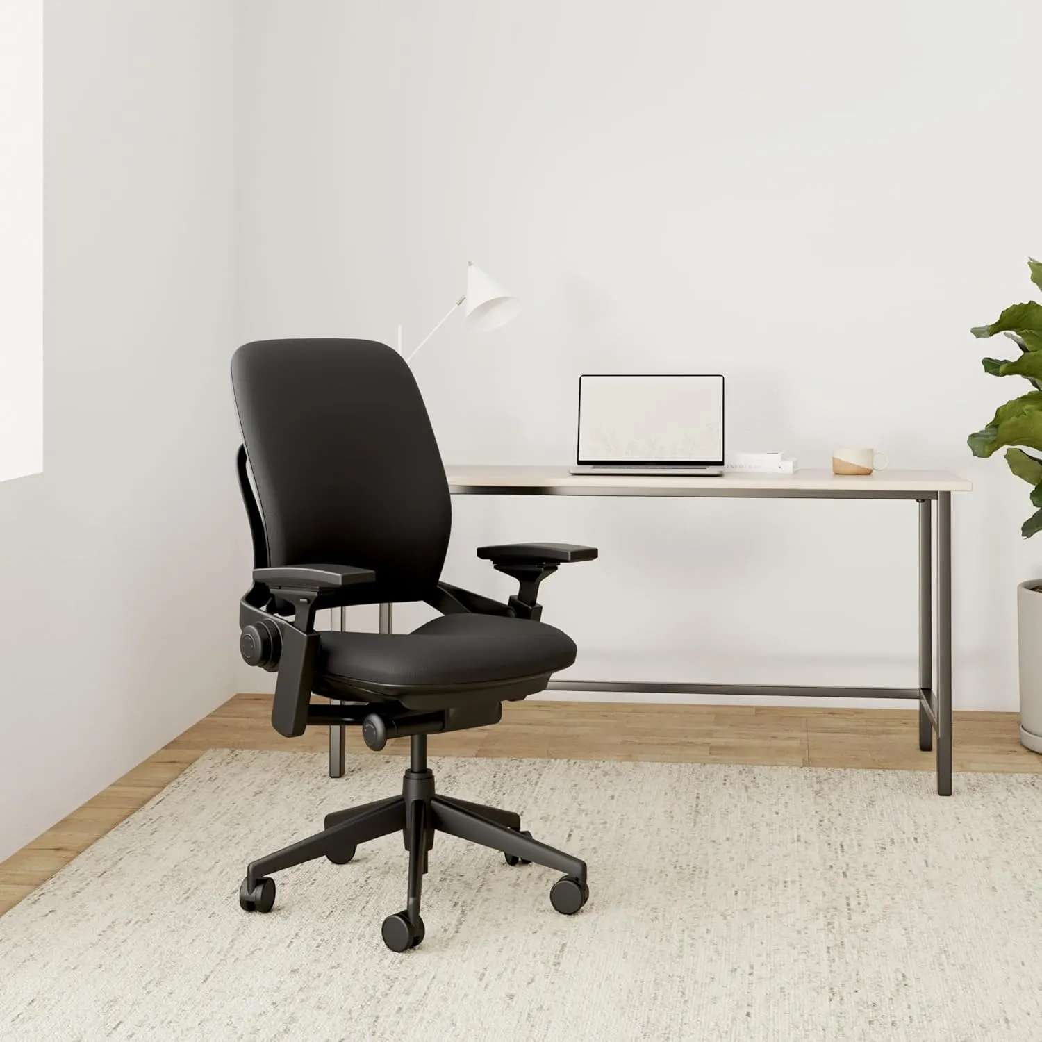Steelcase Leap Chair, Black Fabric,FBA,5" Cylinder -