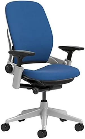 Steelcase Leap Chair with Platinum Base & Hard Floor Caster, Blue